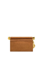 Holly Faux Suede Metal Pendant Embellished Clutch - Brown