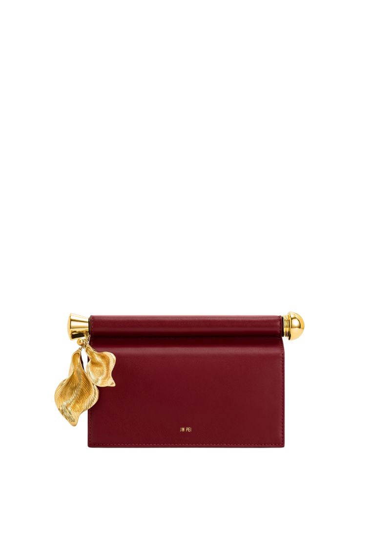 Holly Metal Pendant Embellished Clutch - Claret
