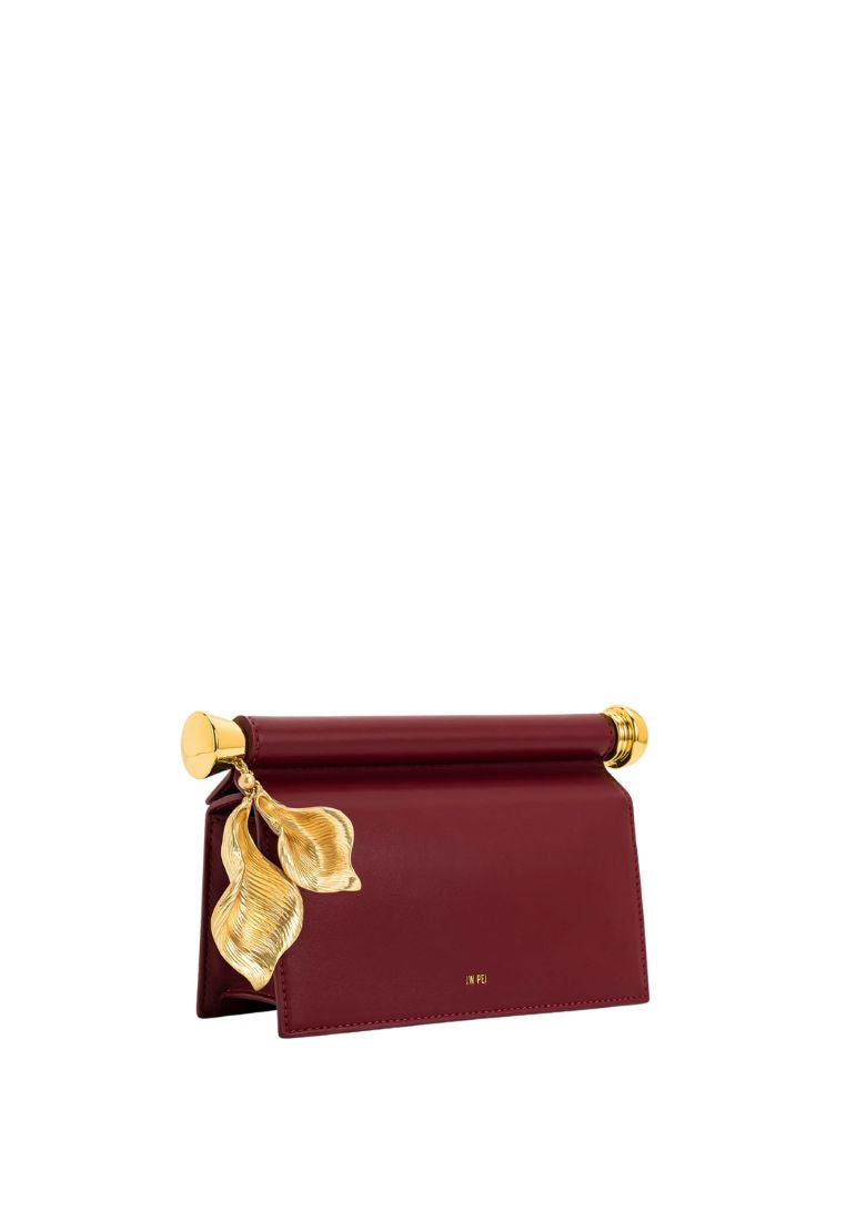 Holly Metal Pendant Embellished Clutch - Claret