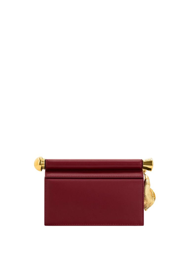 Holly Metal Pendant Embellished Clutch - Claret