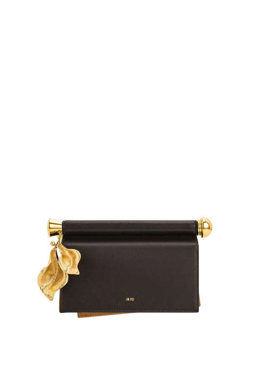 Holly Metal Pendant Embellished Clutch - Dark Brown