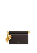 Holly Metal Pendant Embellished Clutch - Dark Brown