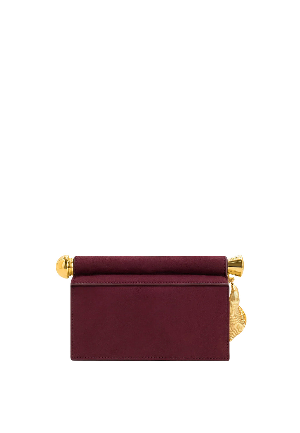 Holly Faux Suede Metal Pendant Embellished Clutch - Reddish Brown