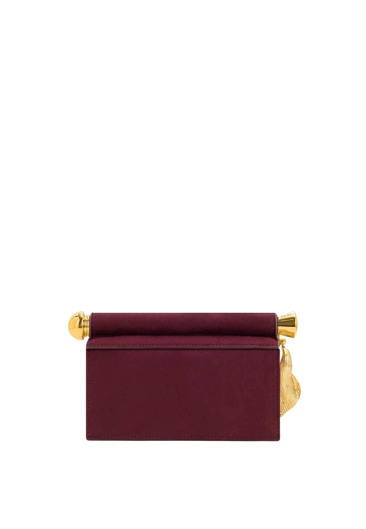 Holly Faux Suede Metal Pendant Embellished Clutch - Reddish Brown