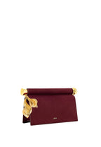 Holly Faux Suede Metal Pendant Embellished Clutch - Reddish Brown