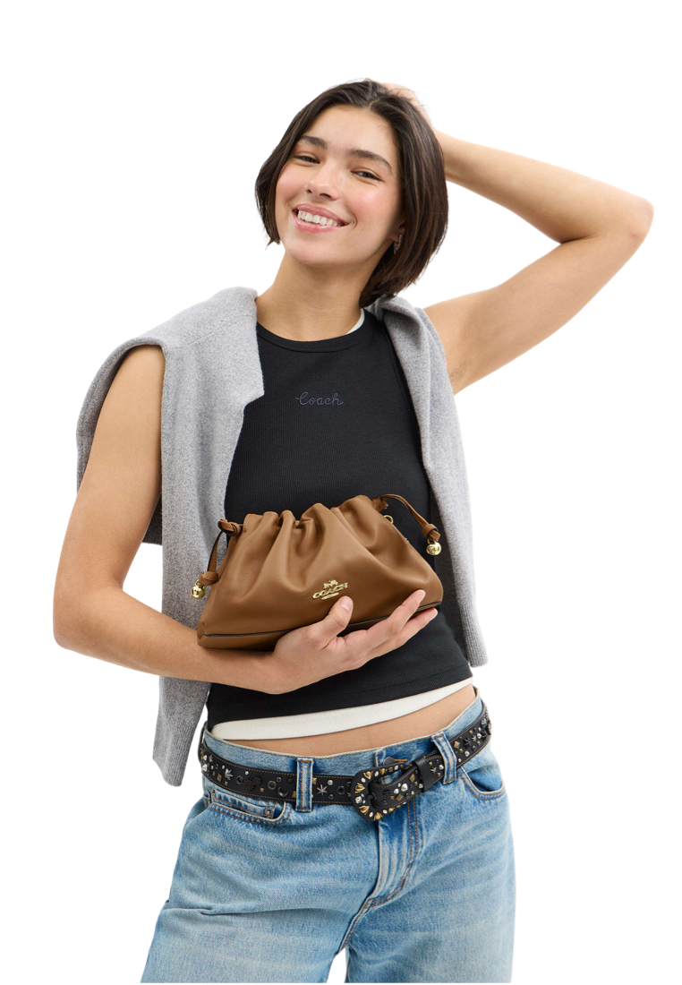 Faye Shoulder Bag With Ruching Honey Brown