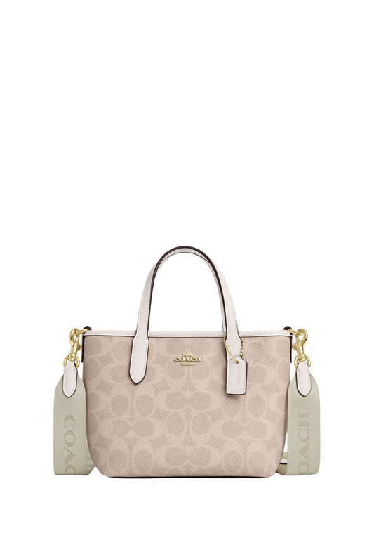 City Mini Tote Bag In Signature Canvas Gold Sand Chalk