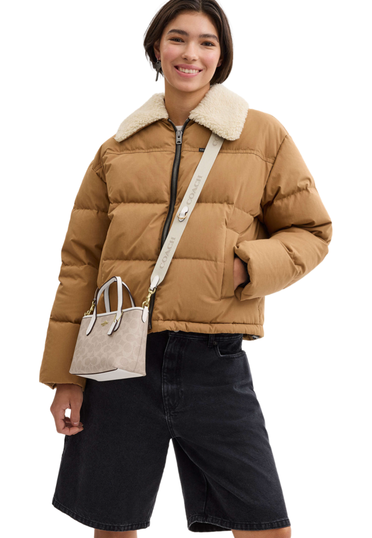 City Mini Tote Bag In Signature Canvas Gold Sand Chalk