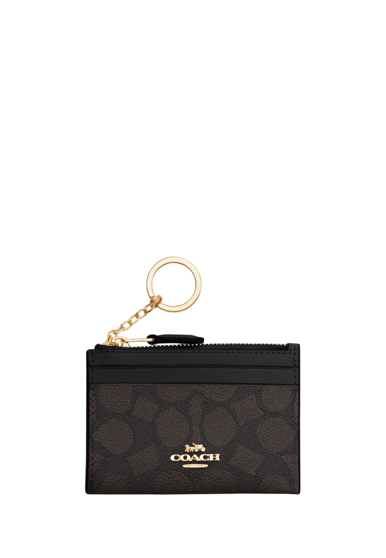 Mini Skinny Id Case In Signature Canvas Gold Walnut Black