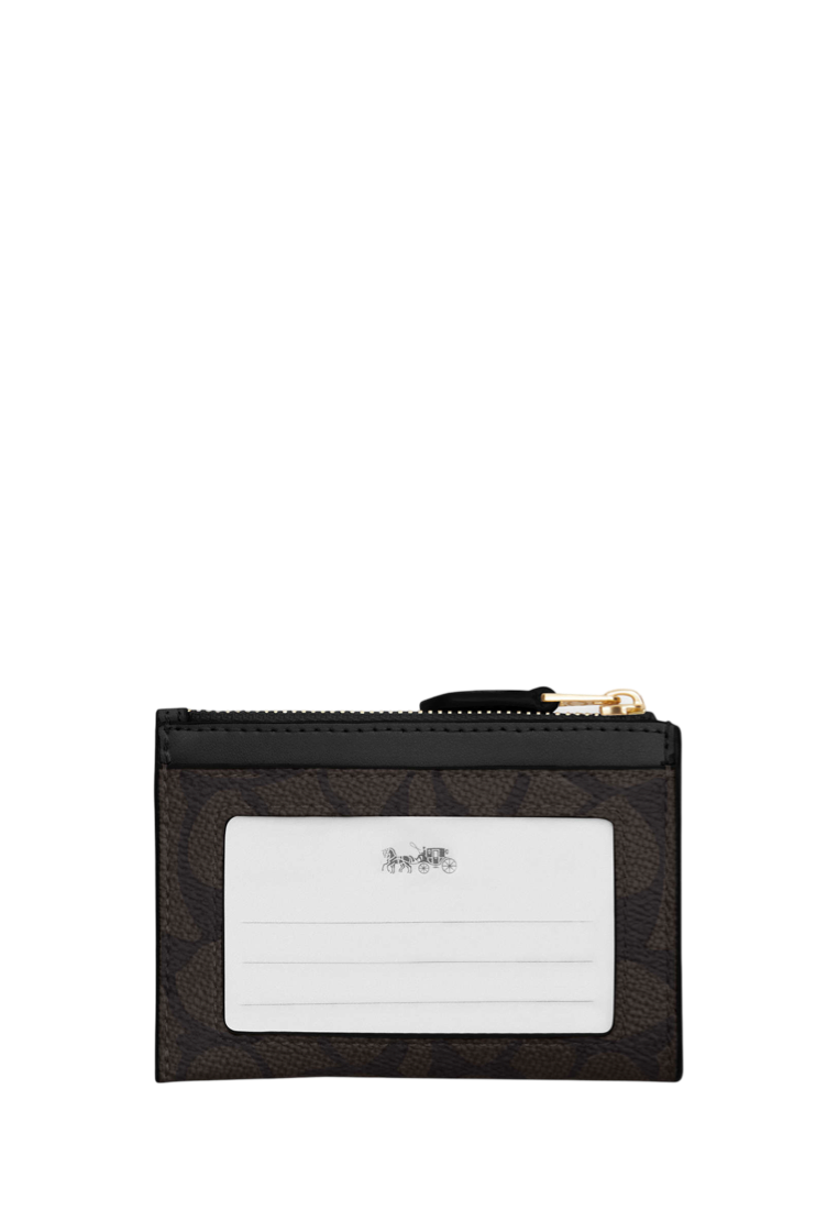 Mini Skinny Id Case In Signature Canvas Gold Walnut Black