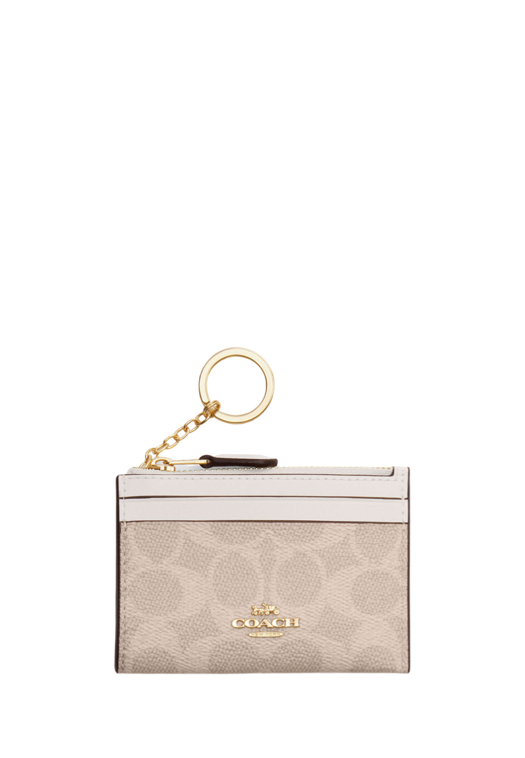 Mini Skinny Id Case In Signature Canvas Gold Sand Chalk