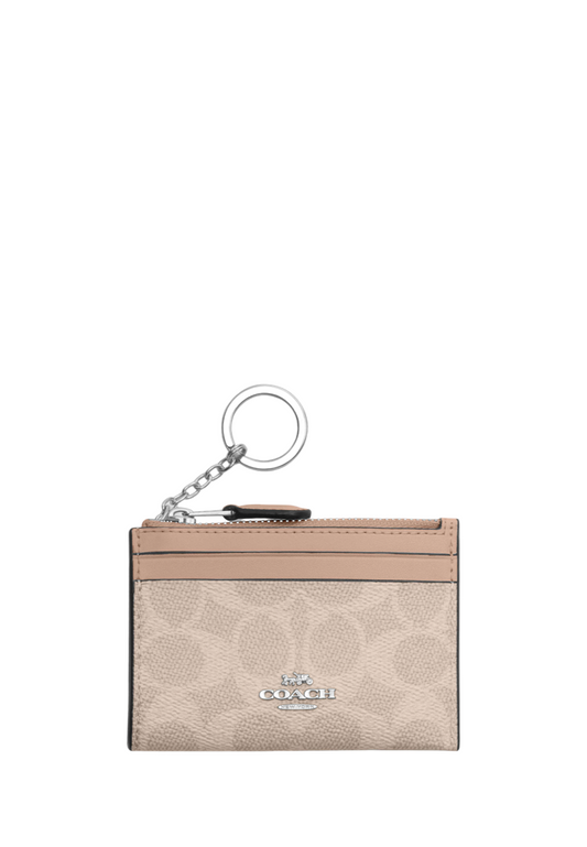 Mini Skinny Id Case In Signature Canvas Silver Sand Taupe
