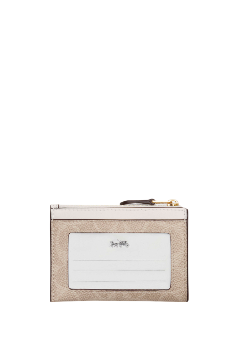 Mini Skinny Id Case In Signature Canvas Silver Sand Taupe