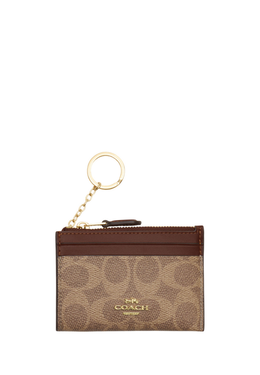 Mini Skinny Id Case In Signature Canvas Gold Tan Brown