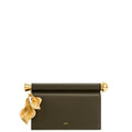 Holly Metal Pendant Embellished Clutch - Dark Olive