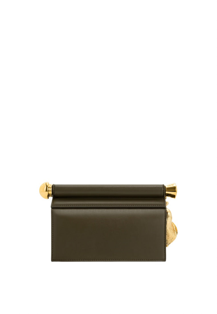 Holly Metal Pendant Embellished Clutch - Dark Olive