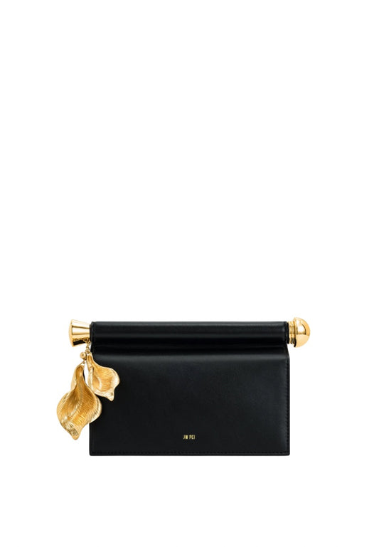 Holly Metal Pendant Embellished Clutch - Black