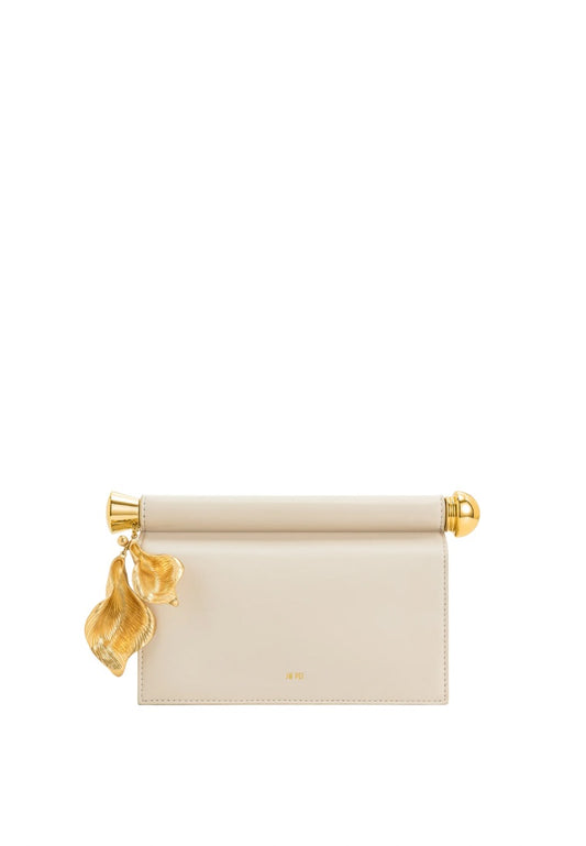 Holly Metal Pendant Embellished Clutch - White