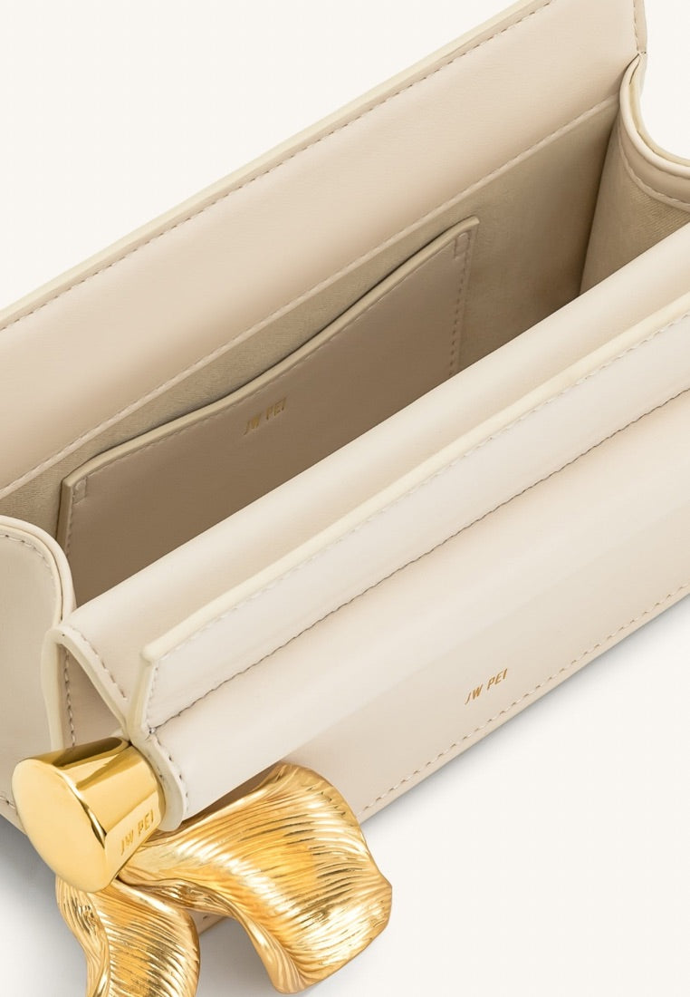 Holly Metal Pendant Embellished Clutch - White