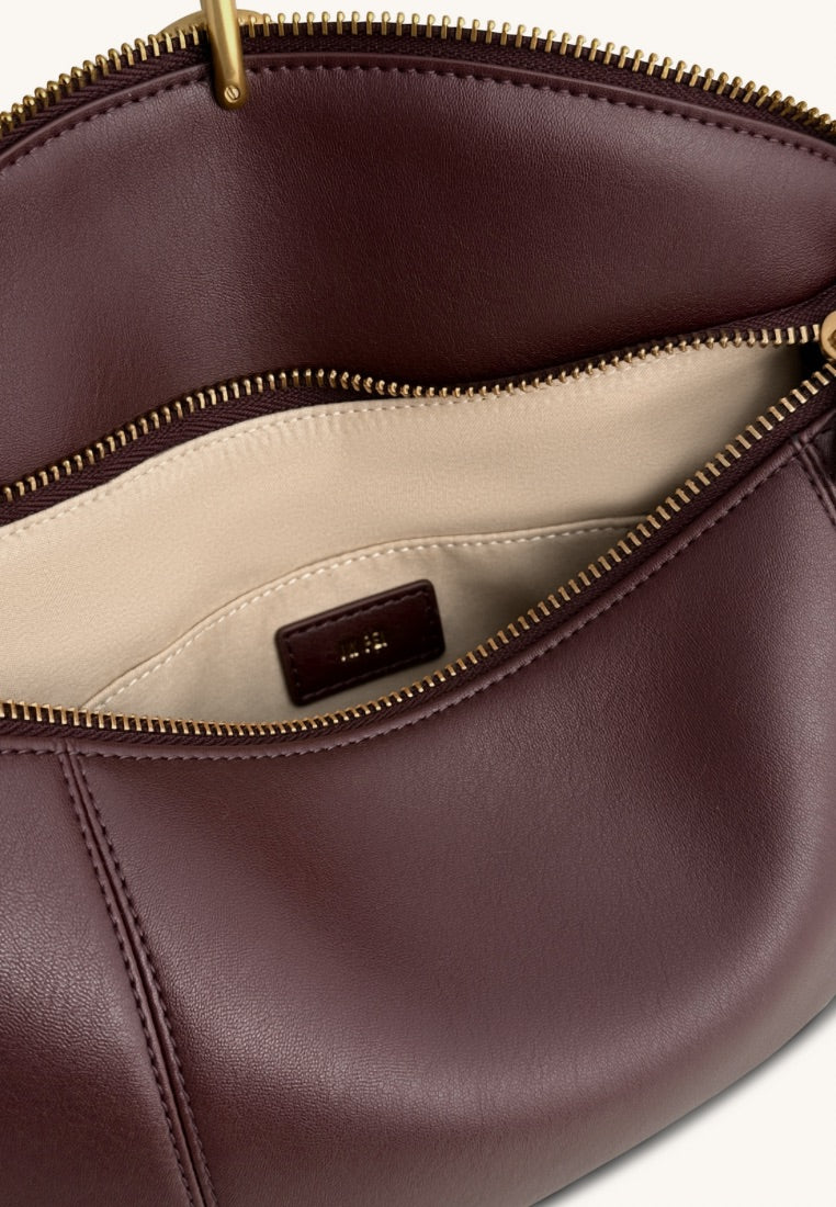 Jayla Metal Pendant Embellished Shoulder Bag - Deep Burgundy