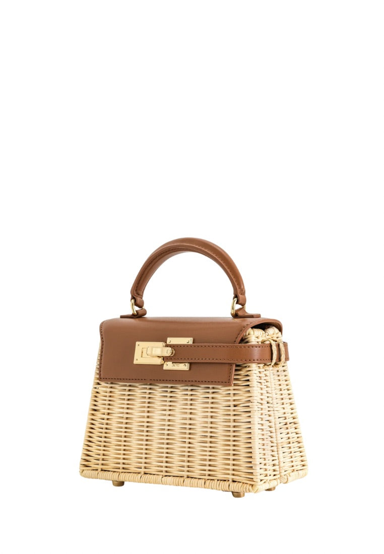 Elise Natural Rattan Weaving handbag - Brown Rattan