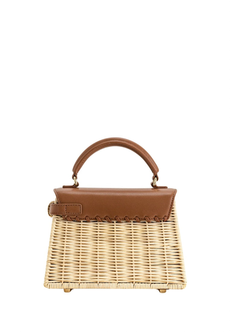 Elise Natural Rattan Weaving handbag - Brown Rattan