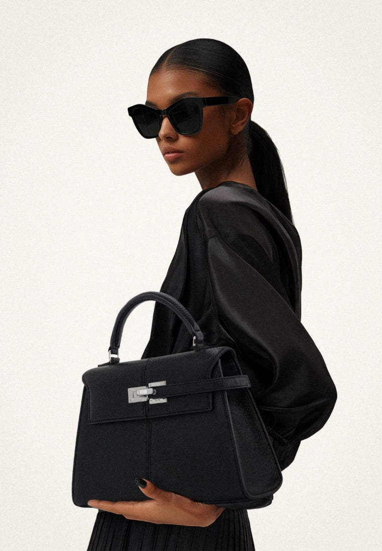 Elise Large Top Handle Bag - Black