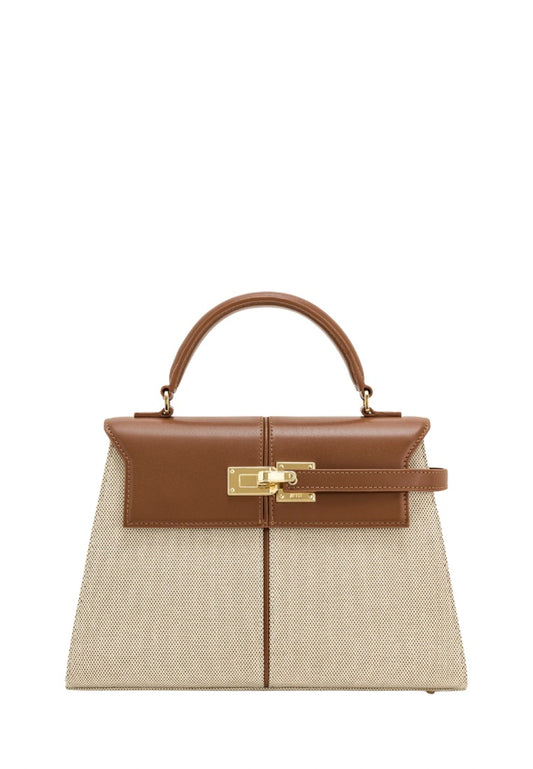 Elise Large Top Handle Bag - Brown Canvas