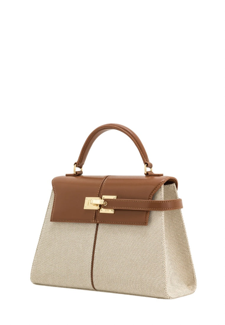 Elise Large Top Handle Bag - Brown Canvas