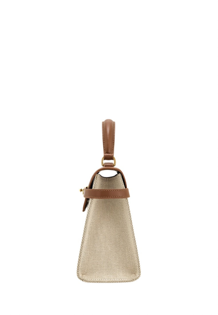 Elise Large Top Handle Bag - Brown Canvas