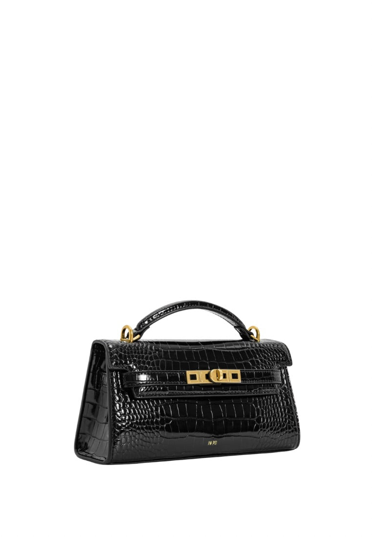 Noor Top Handle Bag - Black Croc