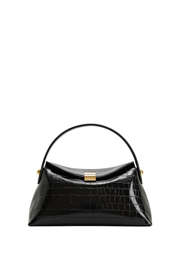 Talia Top Handle Bag - Black Croc