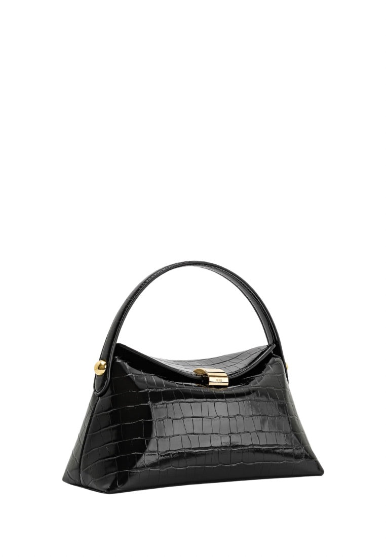 Talia Top Handle Bag - Black Croc