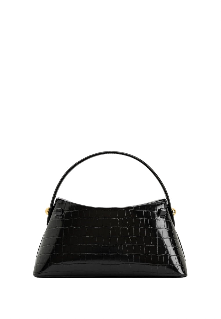 Talia Top Handle Bag - Black Croc