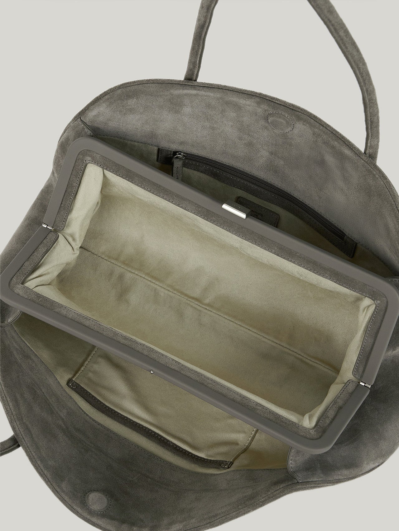 ANNEAU FRAME BAG suede grey