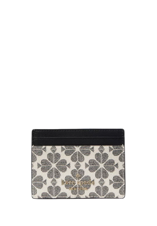 Spade Flower Small Slim Card Holder Black Multi