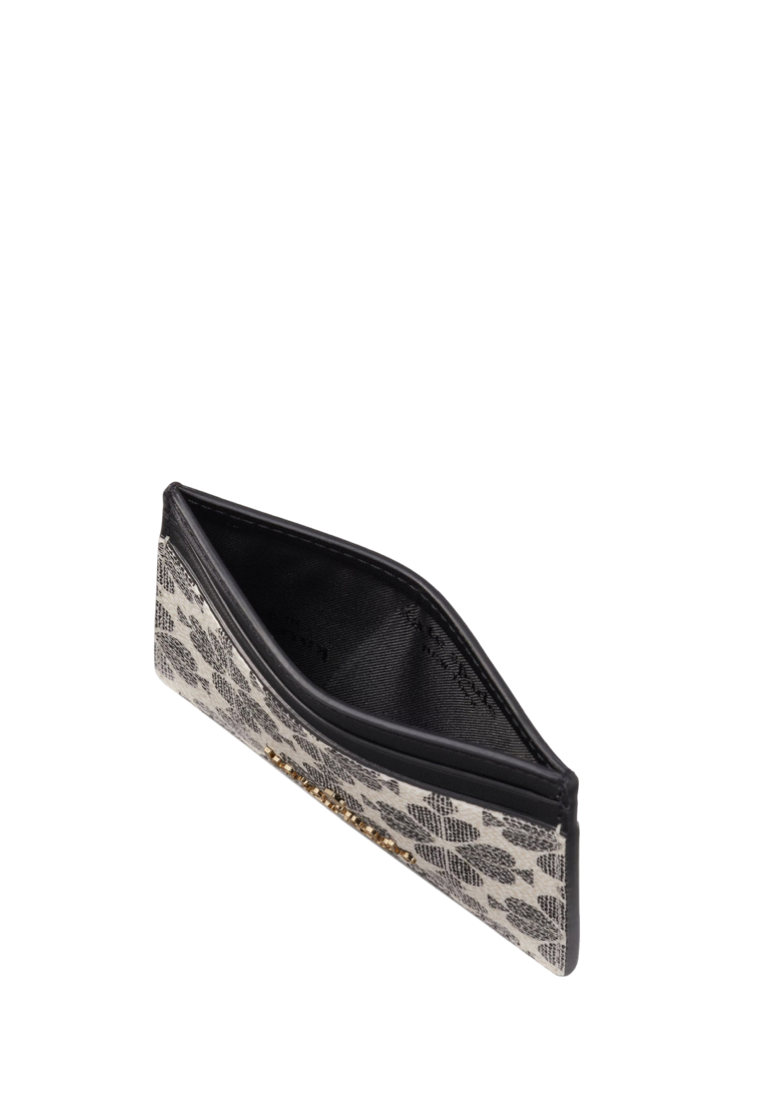 Spade Flower Small Slim Card Holder Black Multi
