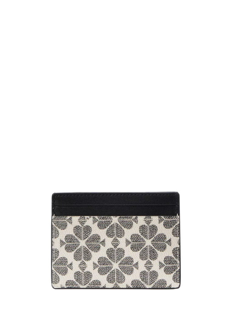 Spade Flower Small Slim Card Holder Black Multi