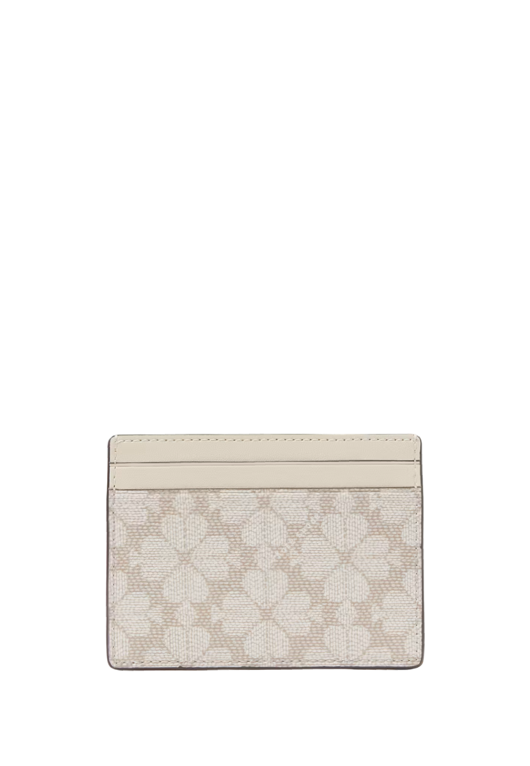 Spade Flower Small Slim Card Holder Dark Beige Multi