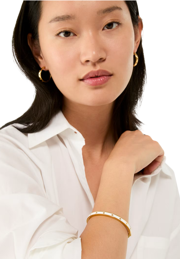 Spot The Spade Enamel Hinged Bangle White