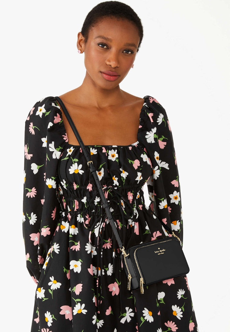Staci Mini Dual Zip Around Crossbody Black