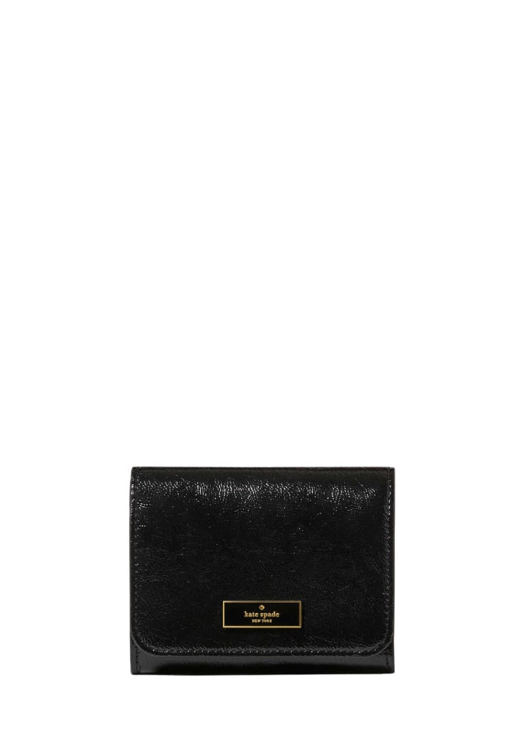 Bridget Crinkle Patent Small L-zip Wallet Black