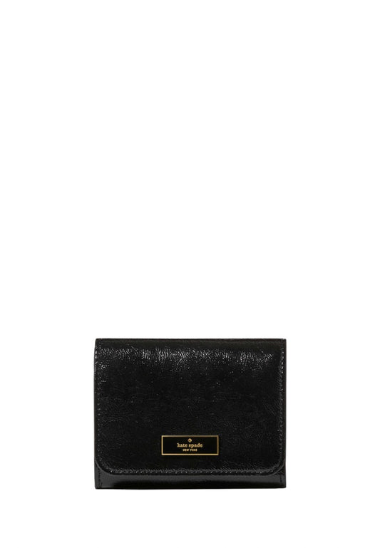 Bridget Crinkle Patent Small L-zip Wallet Black