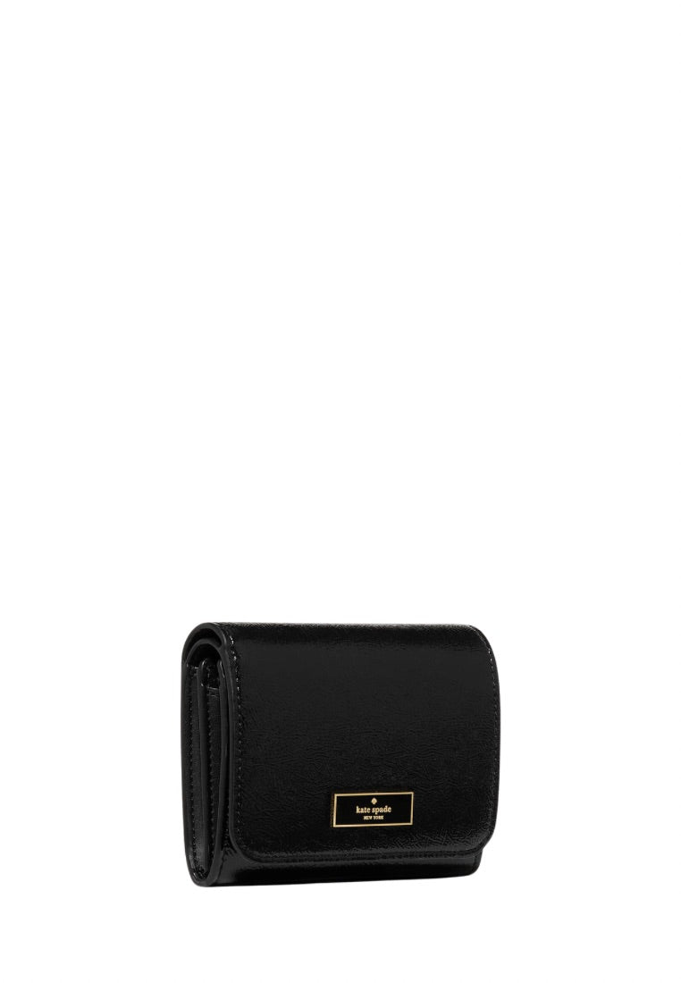 Bridget Crinkle Patent Small L-zip Wallet Black