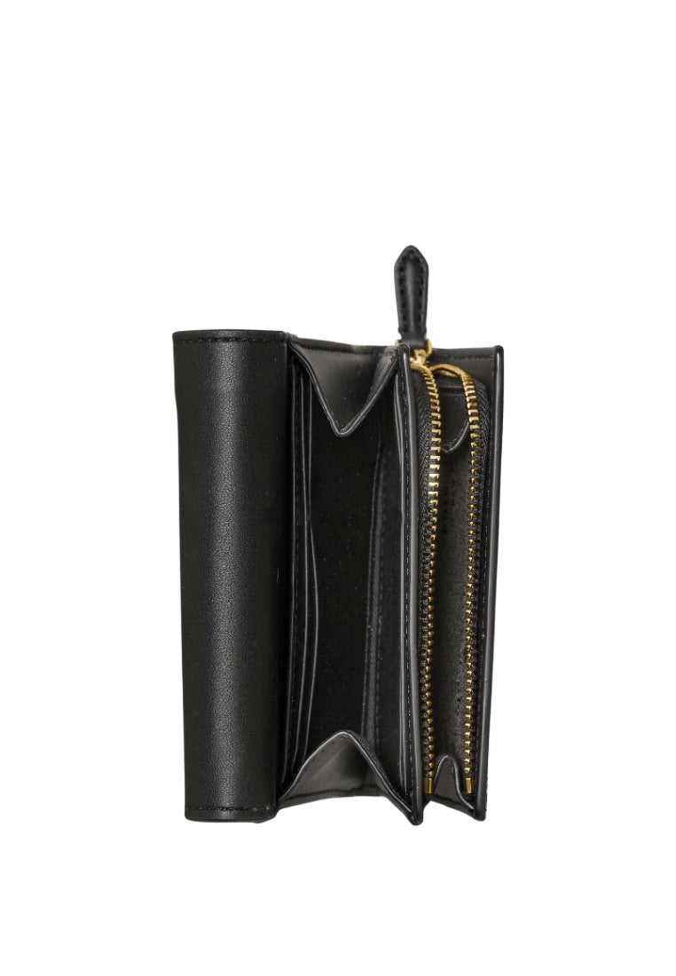 Bridget Crinkle Patent Small L-zip Wallet Black