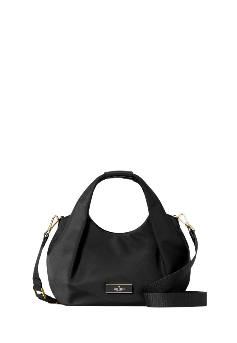 Carter Nylon Small Pleated Crossbody Black