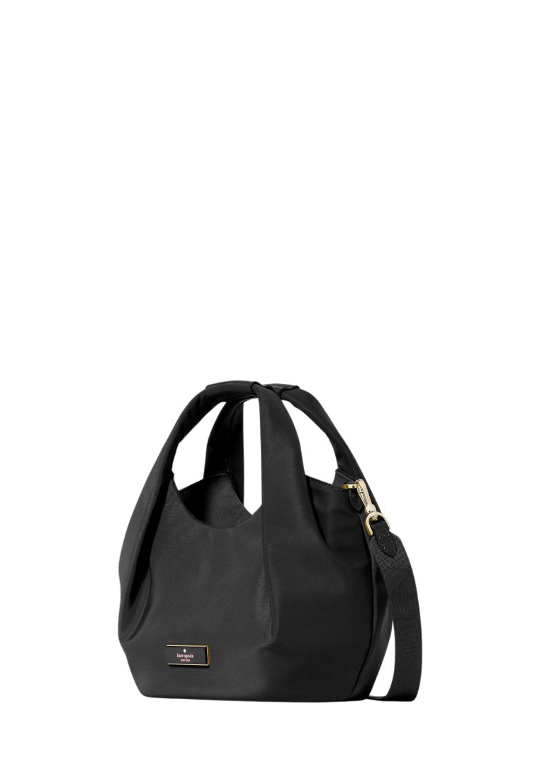 Carter Nylon Small Pleated Crossbody Black