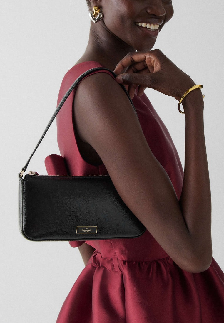 Bridget Crinkle Patent Convertible Wristlet Black