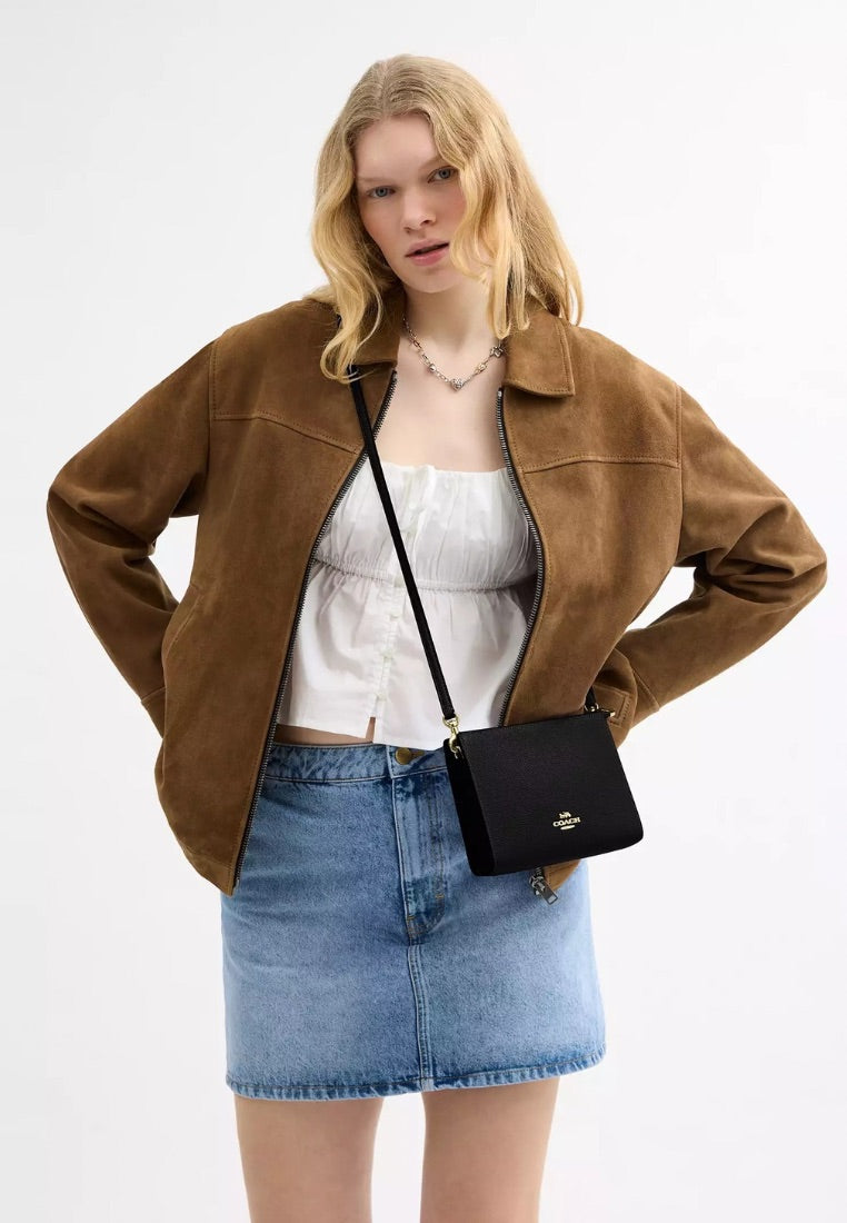 Slim Crossbody Bag Gold Black