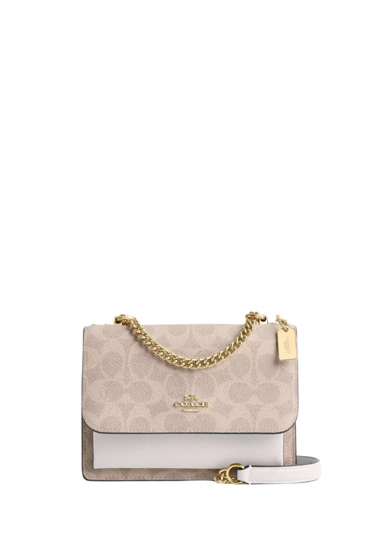 Mini Klare Crossbody Bag in Signature Canvas Gold Sand Chalk